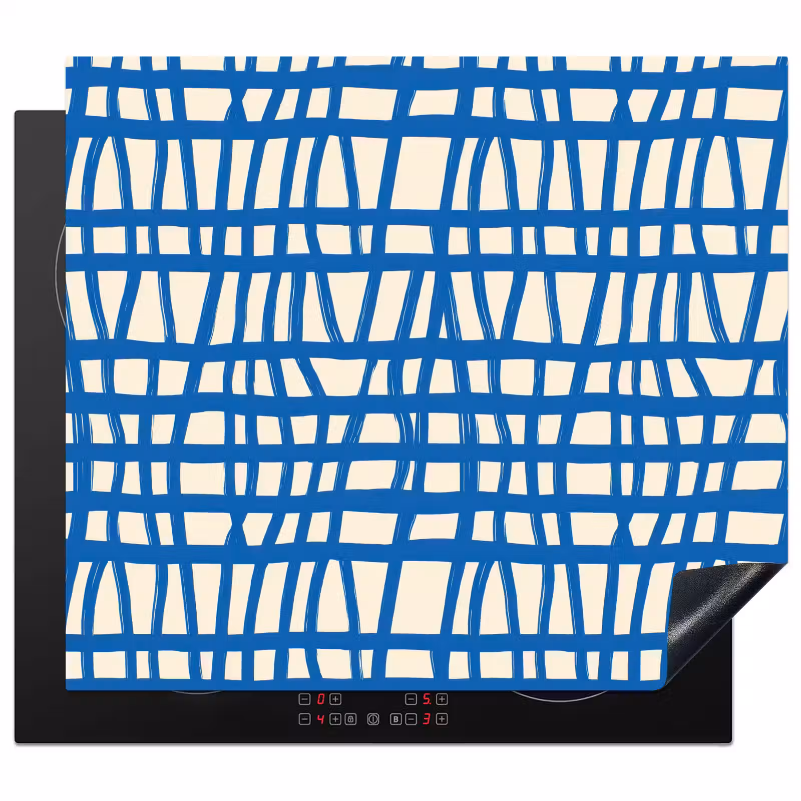Herdabdeckplatte - Karomuster - Blau - Creme — 1