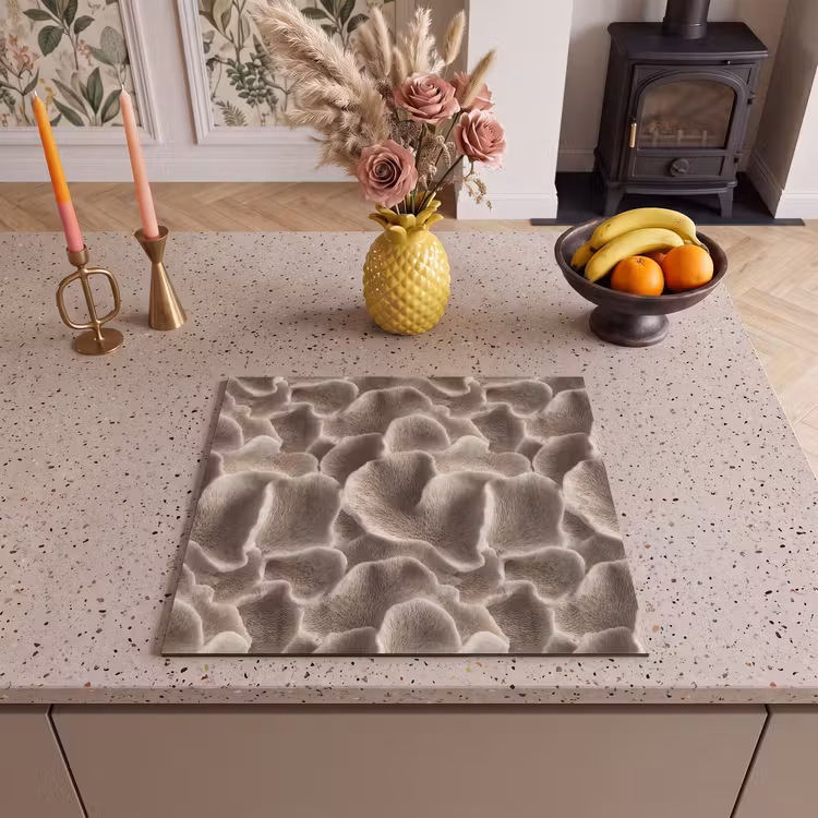 Herdabdeckplatte - Fächerform - Beige - Faserstruktur — 3