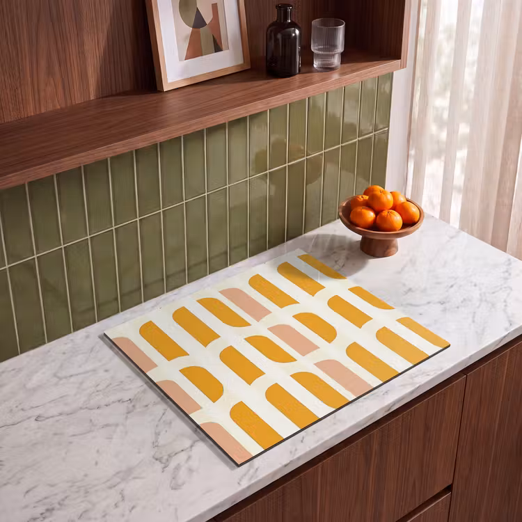 Herdabdeckplatte - Geometrisch - Muster - Gelb - Rosa — 4