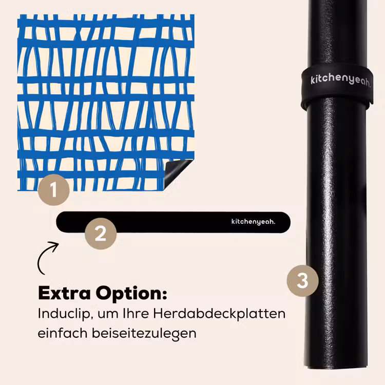 Herdabdeckplatte - Karomuster - Blau - Creme — 8