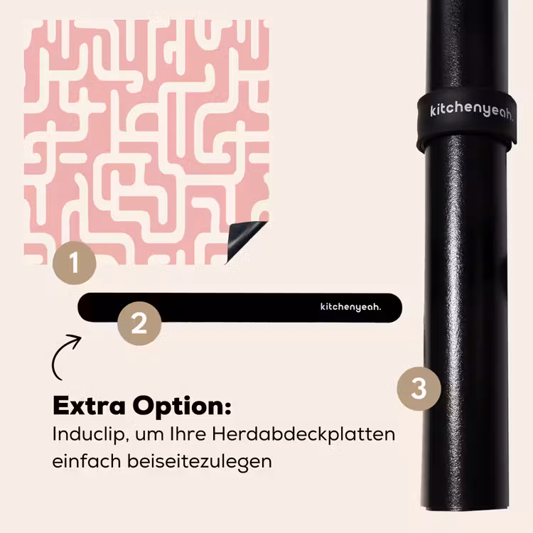 Herdabdeckplatte - Labyrinth-Muster - Rosa - Weiß - Abstrakt — 8