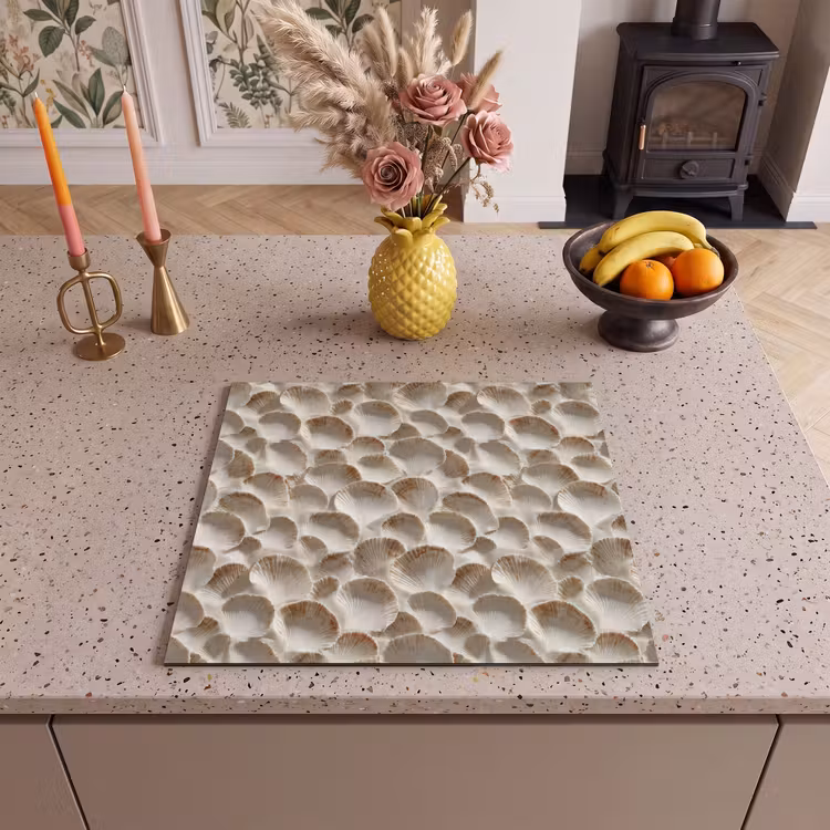 Herdabdeckplatte - Muscheln - Fächerform - Weiß — 3