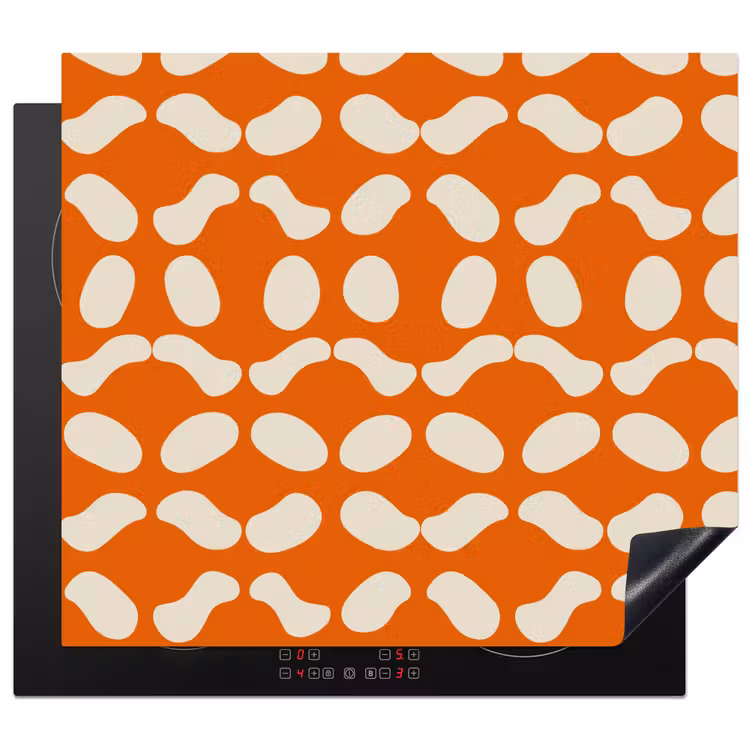 Herdabdeckplatte - Orange - Bio-Formen - Weiß — 1