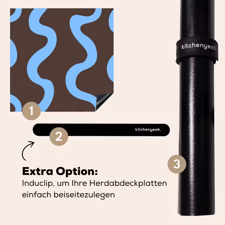 Herdabdeckplatte - Sich windende Linien - Blau - Braun - Minimalistisch — 8