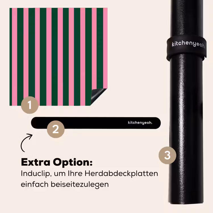 Herdabdeckplatte - Vertikale Streifen - Grün - Rosa — 8