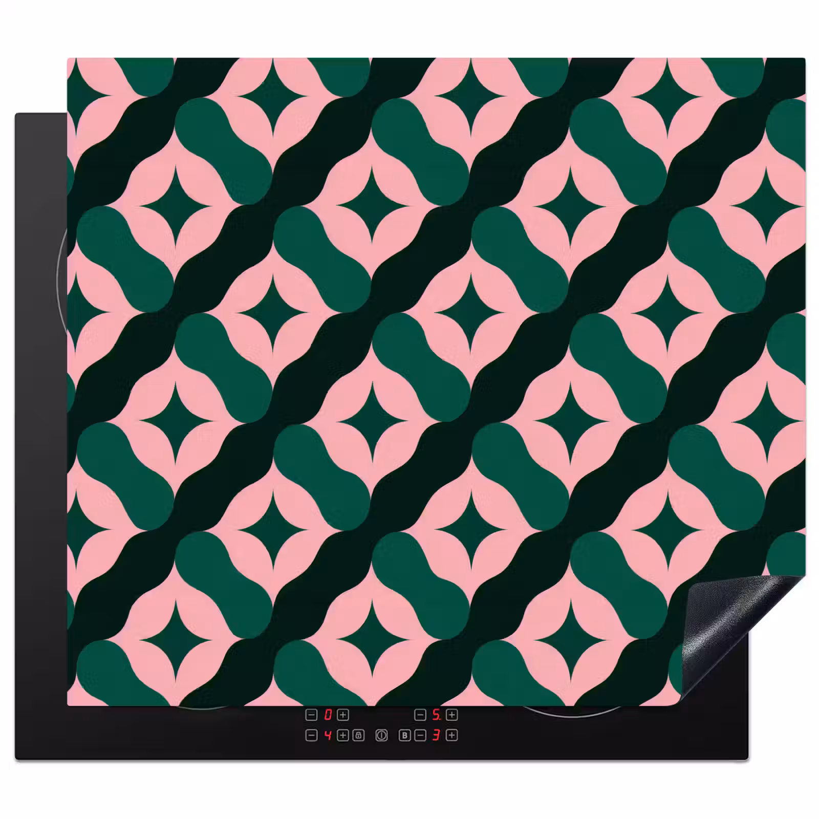 Herdabdeckplatte - Grün - Rosa - Retro - Sterne — 1