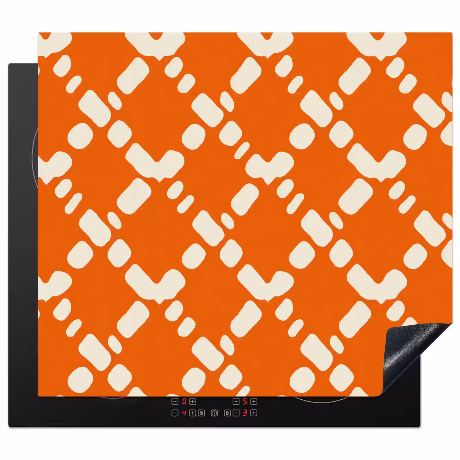 Herdabdeckplatte - Orange - Karomuster - Weiß — 1