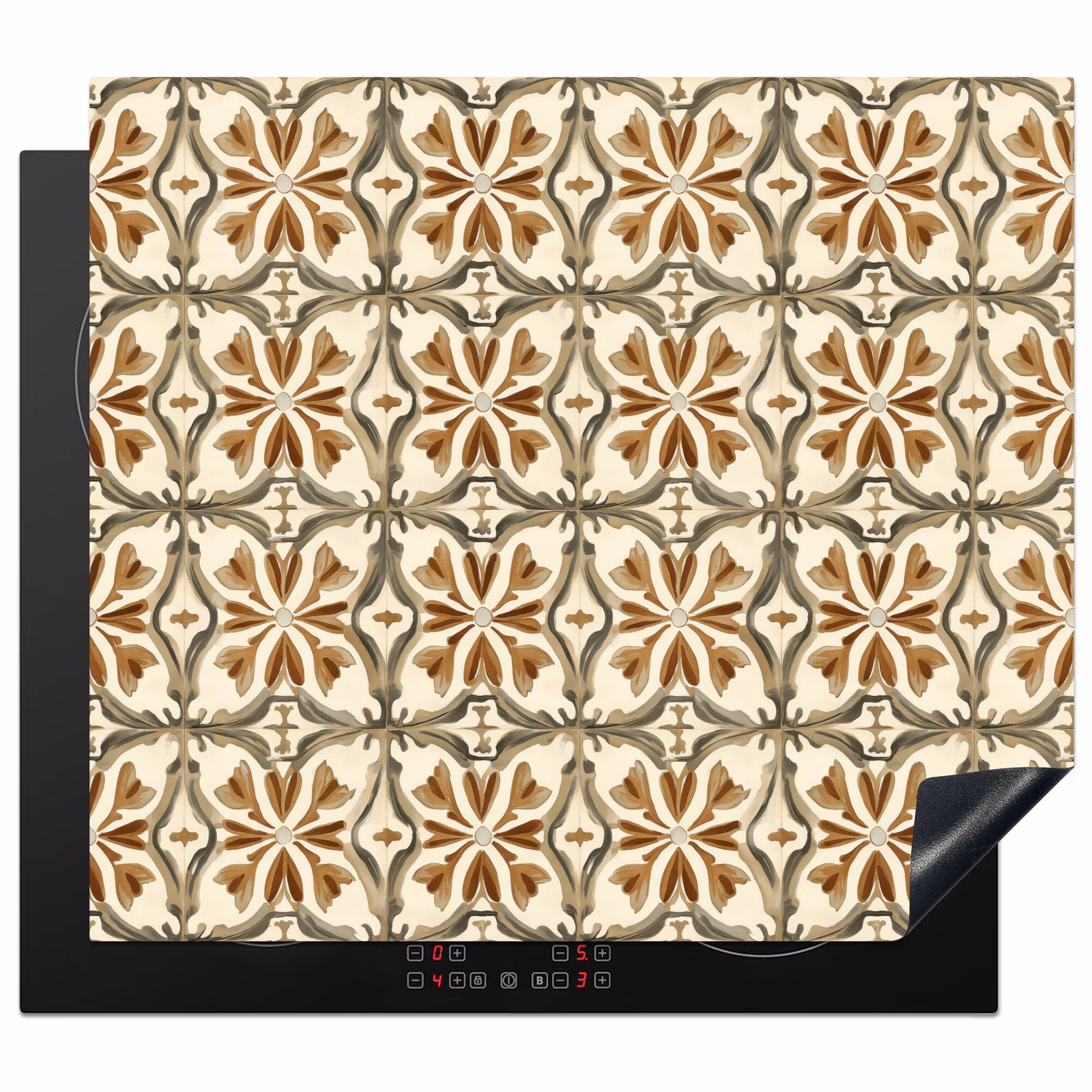 Herdabdeckplatte - Ornamentale Fliesen - Muster - Braun — 1