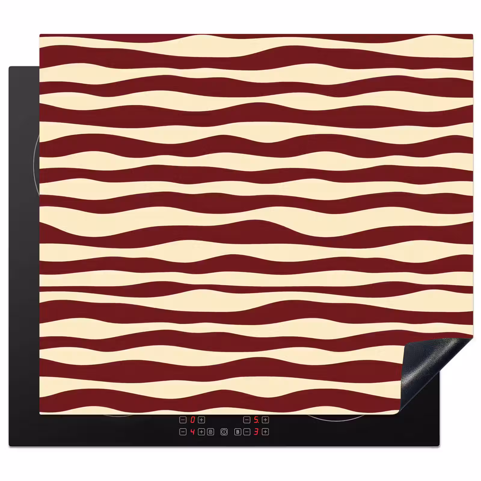 Herdabdeckplatte - Wellen - Rot - Muster - Creme — 1