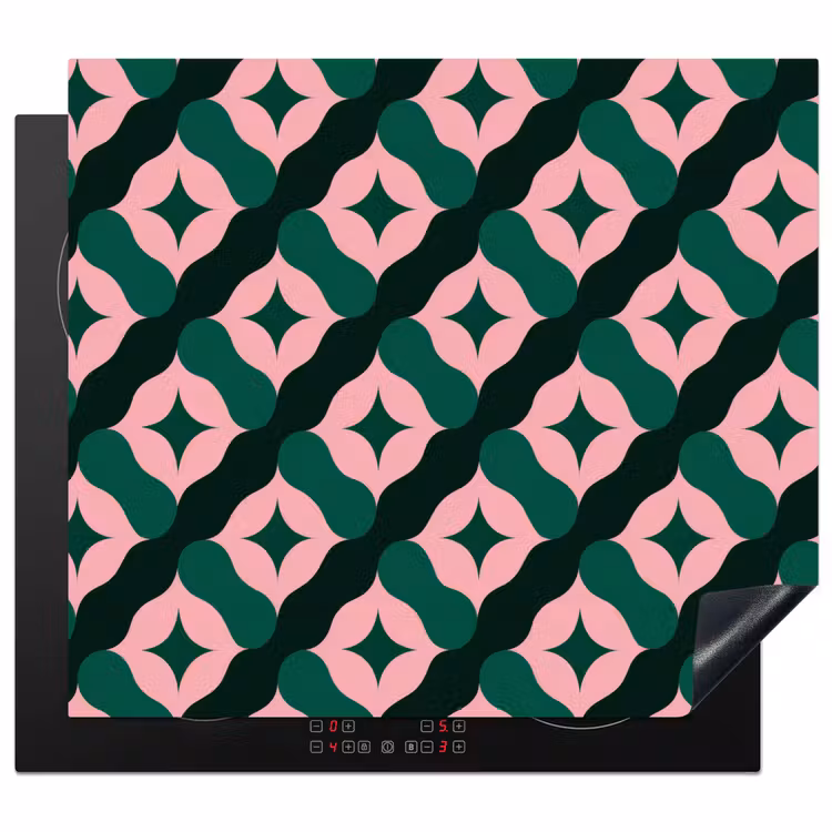 Herdabdeckplatte - Grün - Rosa - Retro - Sterne — 1
