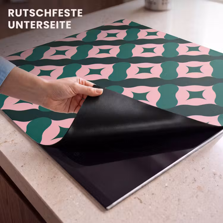 Herdabdeckplatte - Grün - Rosa - Retro - Sterne — 6