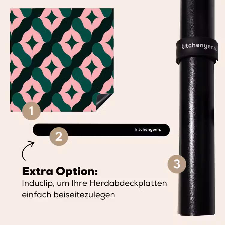 Herdabdeckplatte - Grün - Rosa - Retro - Sterne — 8