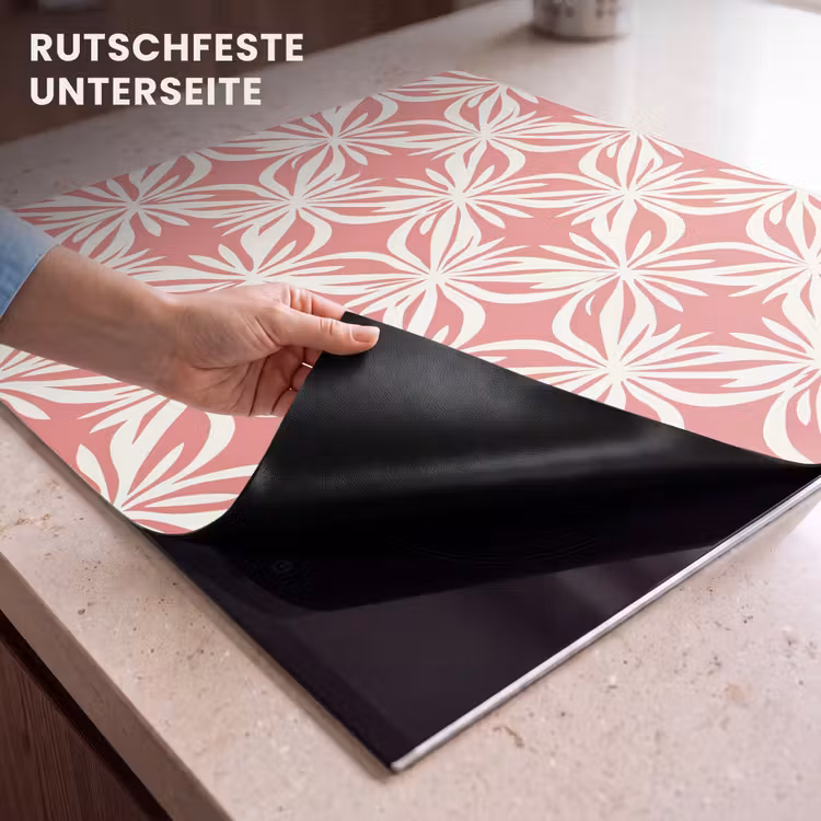 Herdabdeckplatte - Rosa - Florales Motiv - Weiß - Modern — 6