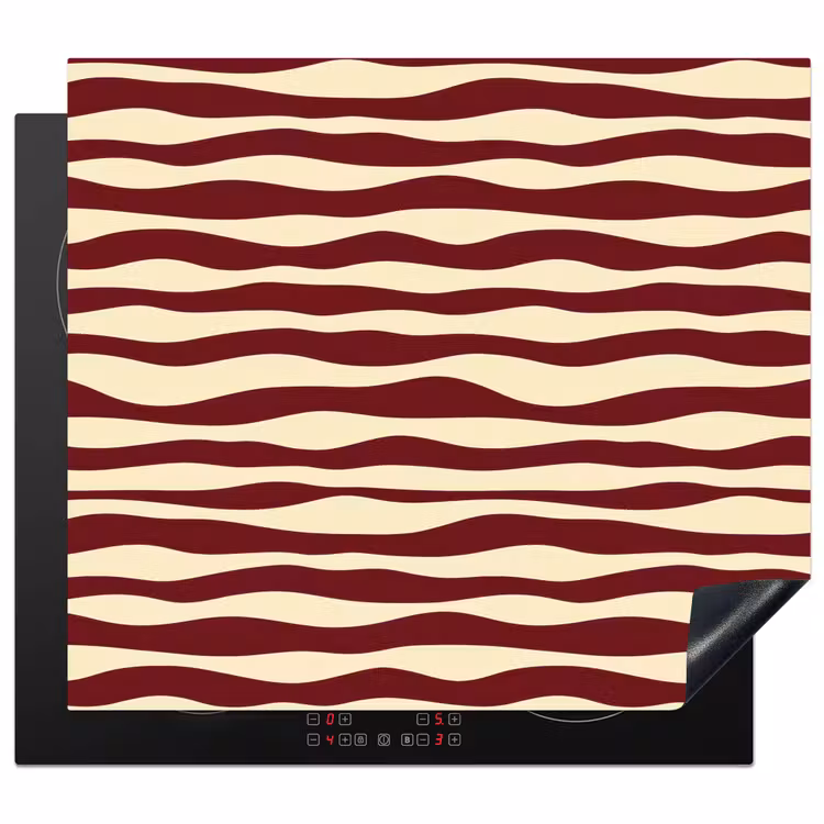 Herdabdeckplatte - Wellen - Rot - Muster - Creme — 1