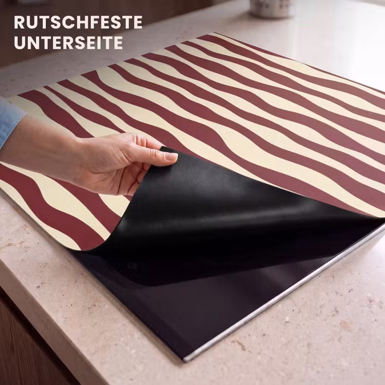 Herdabdeckplatte - Wellen - Rot - Muster - Creme — 6