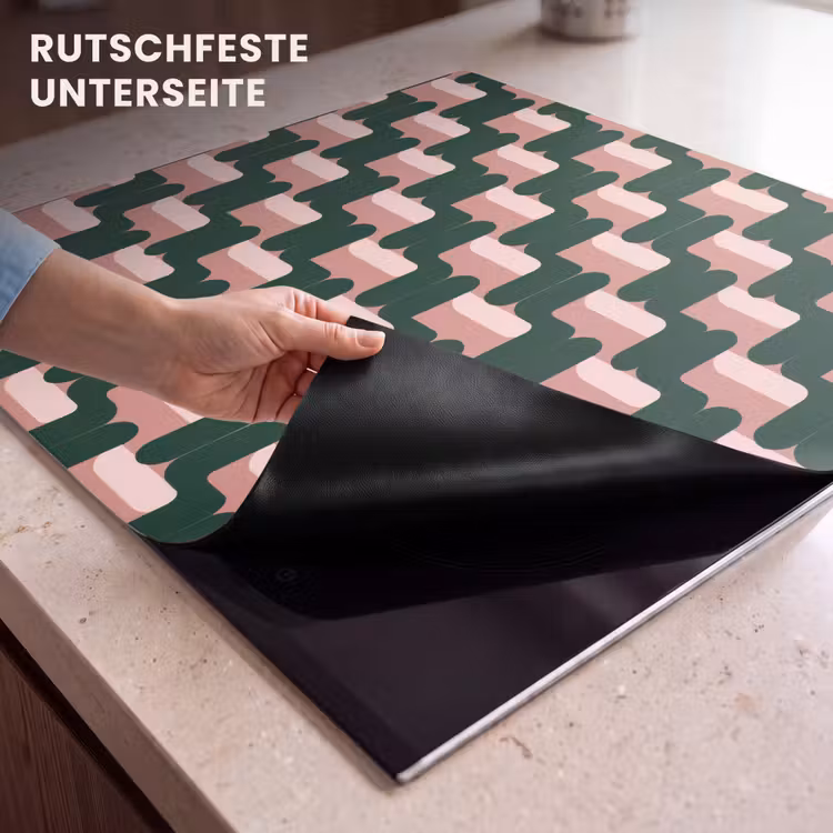 Herdabdeckplatte - Zopfmuster - Grün - Rosa - Geometrisch — 6