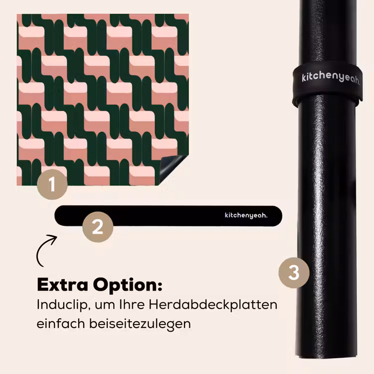 Herdabdeckplatte - Zopfmuster - Grün - Rosa - Geometrisch — 8