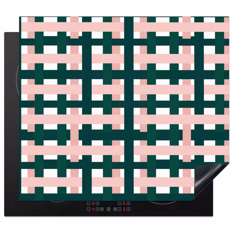 Herdabdeckplatte - Zopfmuster - Grün - Rosa - Grafik — 1