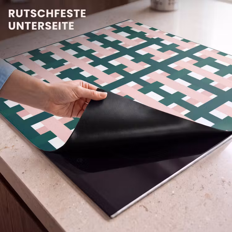 Herdabdeckplatte - Zopfmuster - Grün - Rosa - Grafik — 6