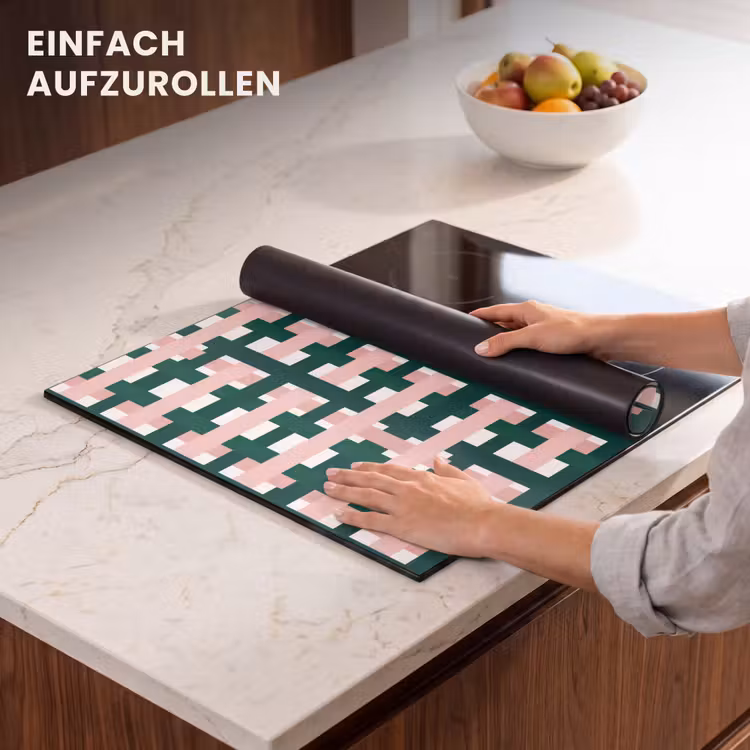 Herdabdeckplatte - Zopfmuster - Grün - Rosa - Grafik — 7