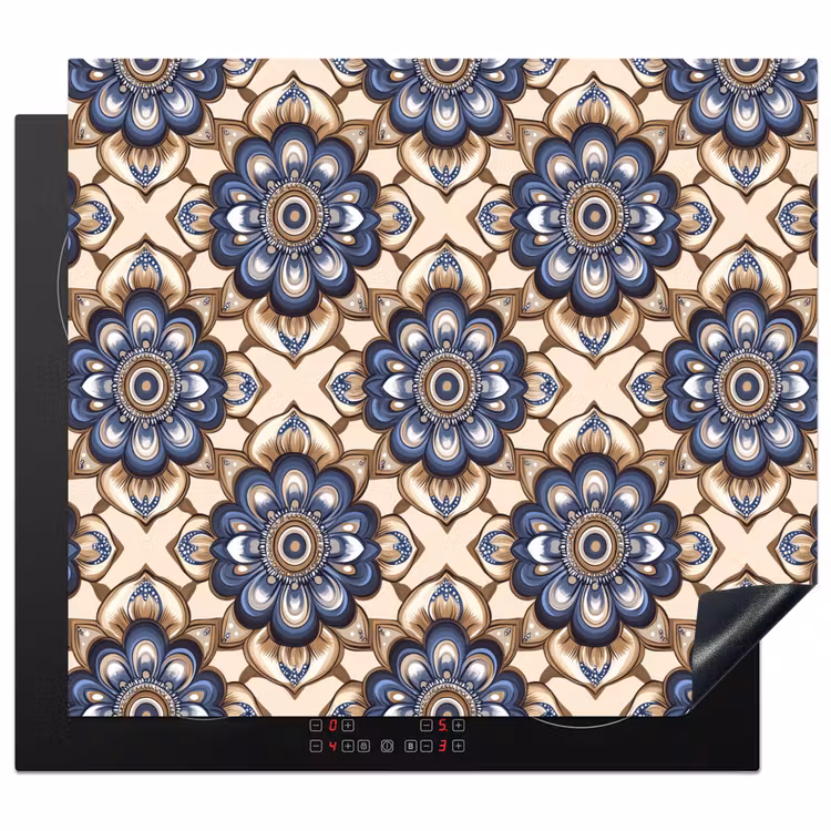 Herdabdeckplatte - Floral - Ornament - Blau — 1