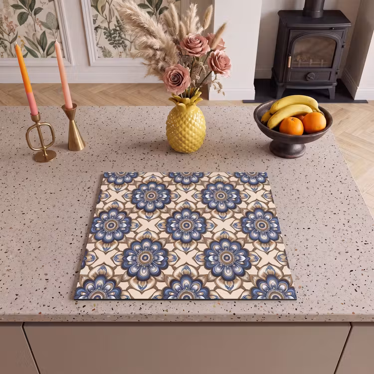 Herdabdeckplatte - Floral - Ornament - Blau — 3