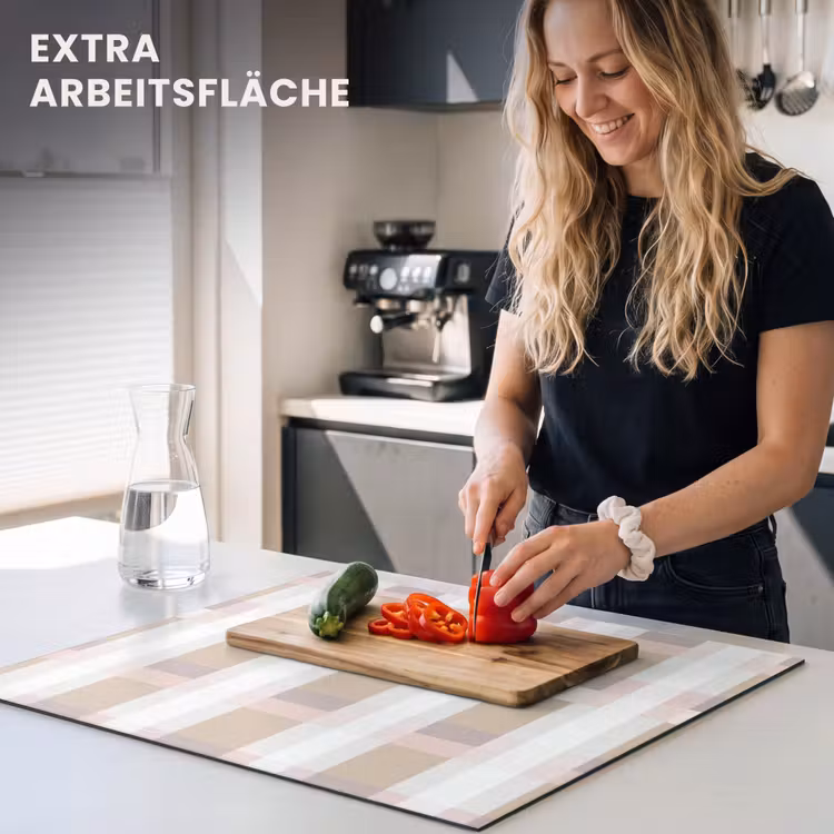 Herdabdeckplatte - Karomuster - Erdtöne - Minimalistisch — 5