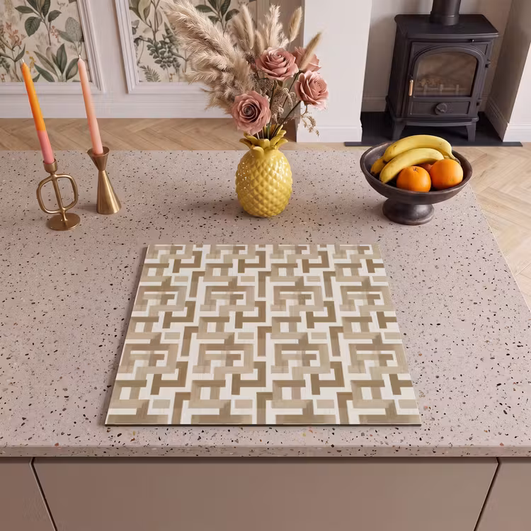 Herdabdeckplatte - Geometrisch - Retro - Braun — 3