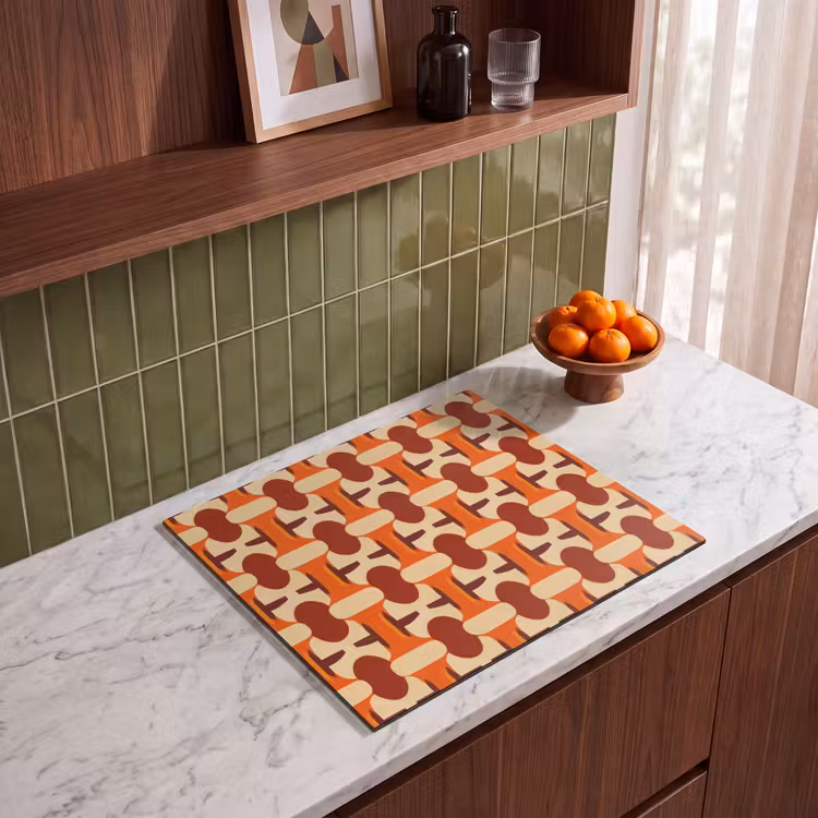 Herdabdeckplatte - Geometrisch - Retro - Orange — 4