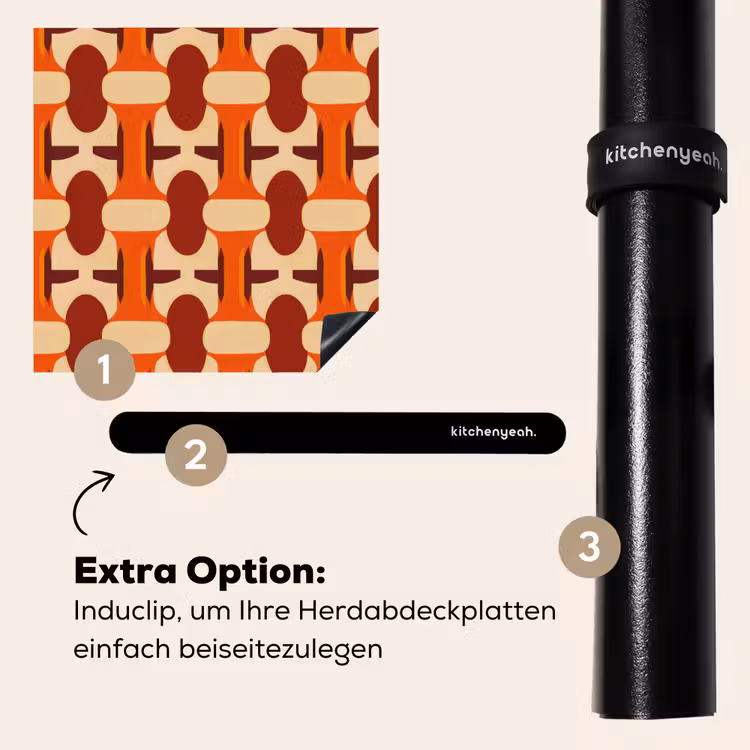 Herdabdeckplatte - Geometrisch - Retro - Orange — 8