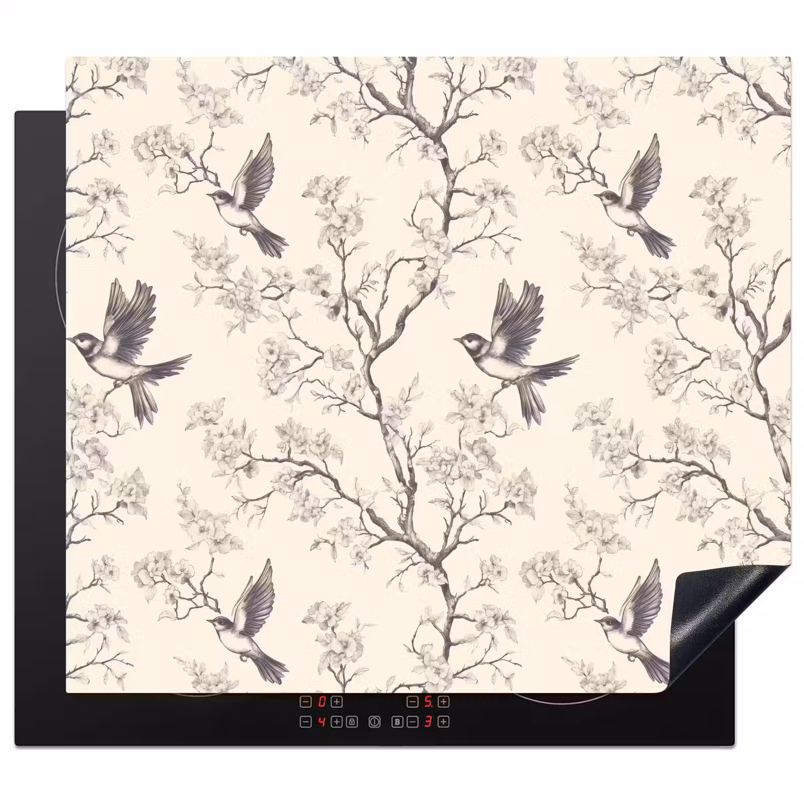 Herdabdeckplatte - Äste - Vögel - Beige — 1