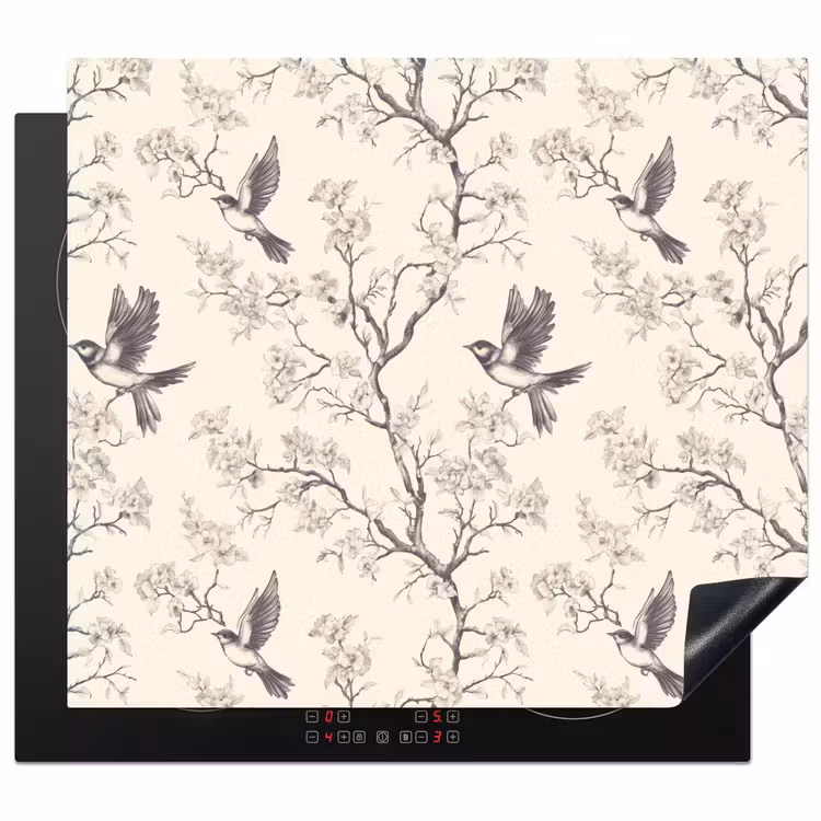 Herdabdeckplatte - Äste - Vögel - Beige — 1