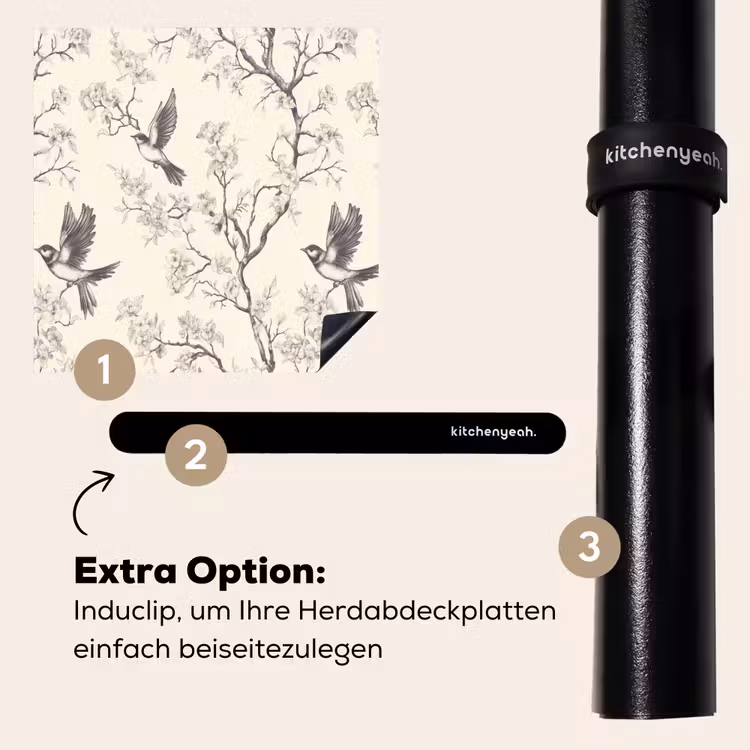 Herdabdeckplatte - Äste - Vögel - Beige — 8