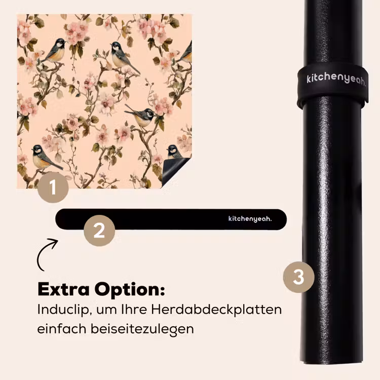 Herdabdeckplatte - Blossom - Kohlmeise - Rosa — 8