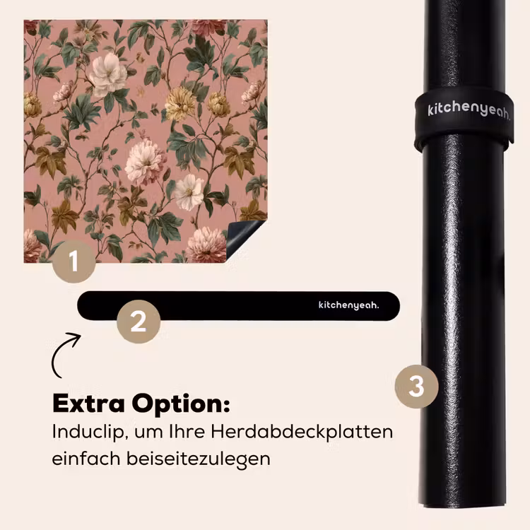 Herdabdeckplatte - Blumen - Klassisch - Rosa — 8