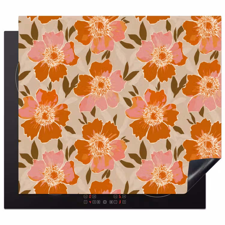 Herdabdeckplatte - Blumen - Motiv - Retro — 1