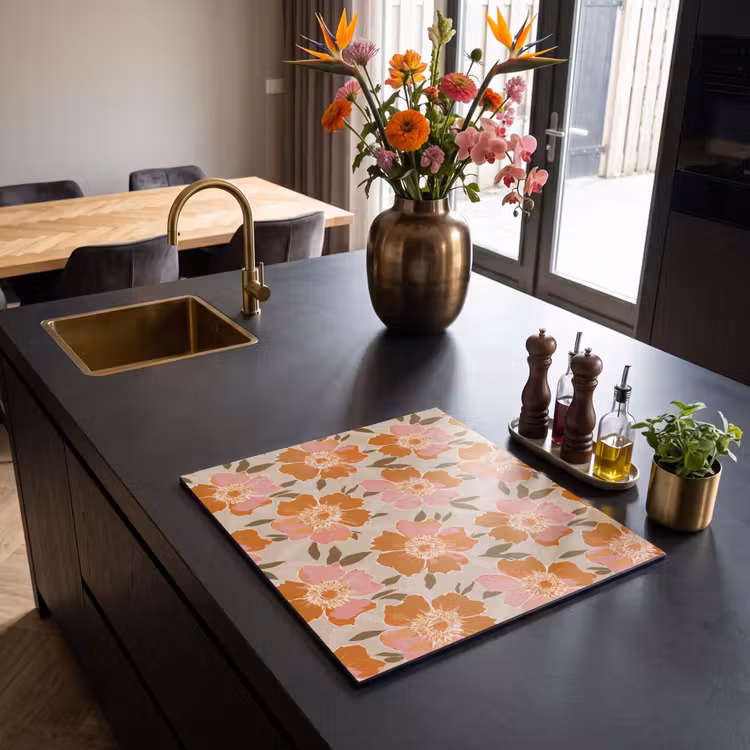 Herdabdeckplatte - Blumen - Motiv - Retro — 2