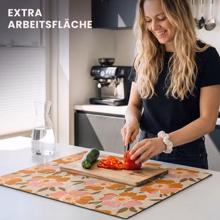 Herdabdeckplatte - Blumen - Motiv - Retro — 5