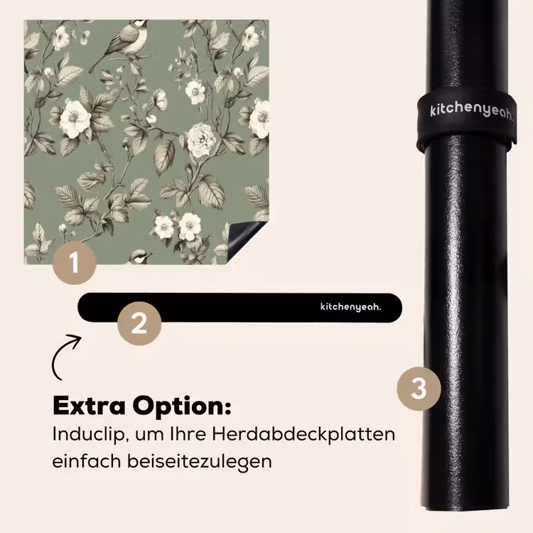 Herdabdeckplatte - Botanisch - Vögel - Grün — 8