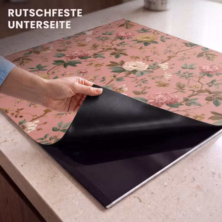Herdabdeckplatte - Klassisch - Botanisch - Rosa — 6
