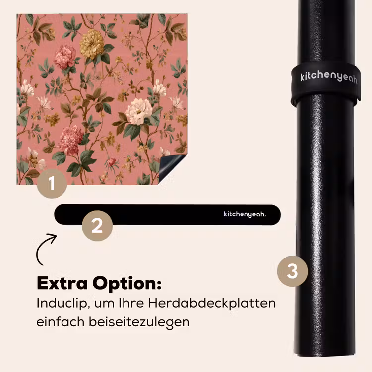 Herdabdeckplatte - Klassisch - Botanisch - Rosa — 8