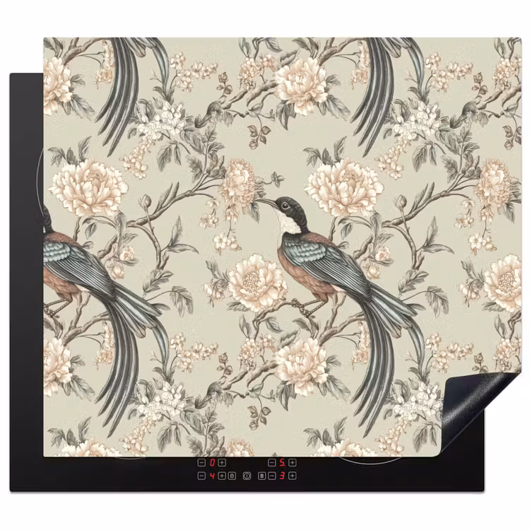 Herdabdeckplatte - Blume - Vogel - Farbenfroh — 1