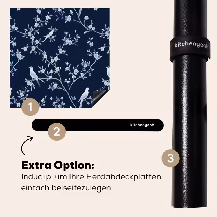 Herdabdeckplatte - Grafik - Blütenzweig - Blau — 8