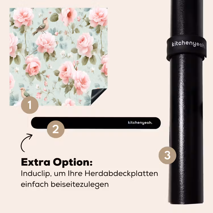 Herdabdeckplatte - Rosen - Vögel - Pastell - Farbenfroh — 8