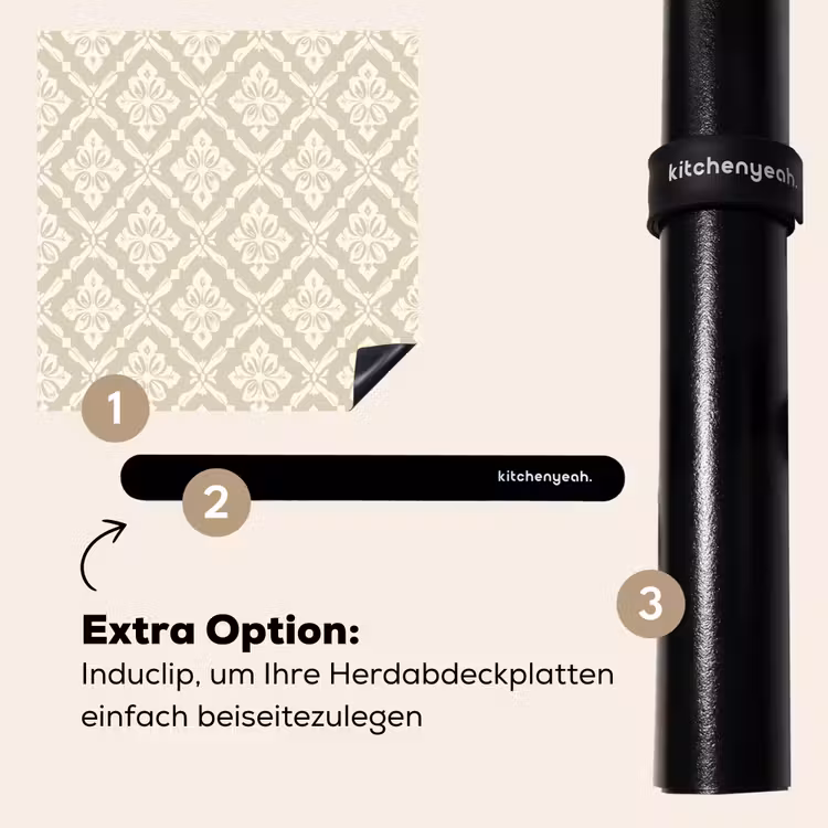Herdabdeckplatte - Floral - Ornament - Beige — 8
