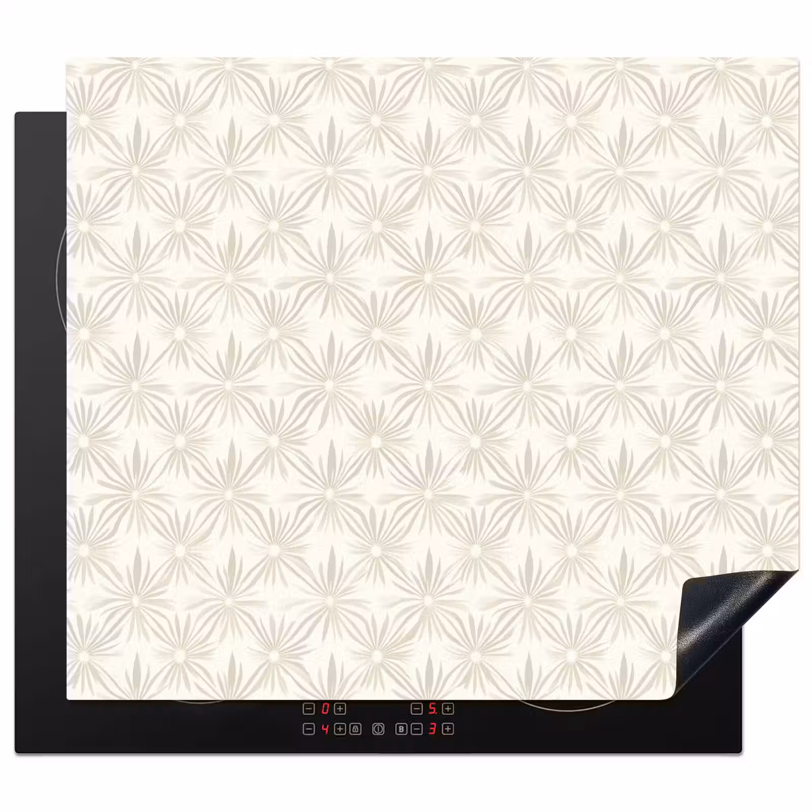 Herdabdeckplatte - Muster - Blumen - Beige — 1