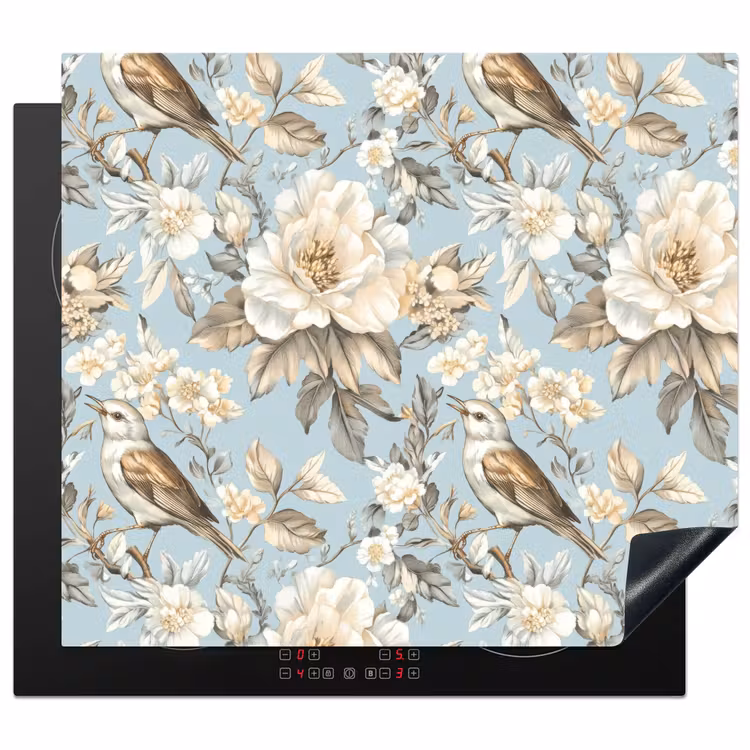 Herdabdeckplatte - Botanisch - Singvogel - Blau — 1