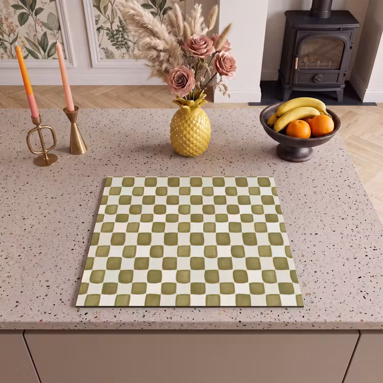 Herdabdeckplatte - Schach - Muster - Grün — 3