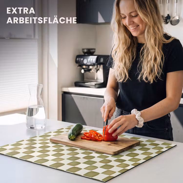 Herdabdeckplatte - Schach - Muster - Grün — 5