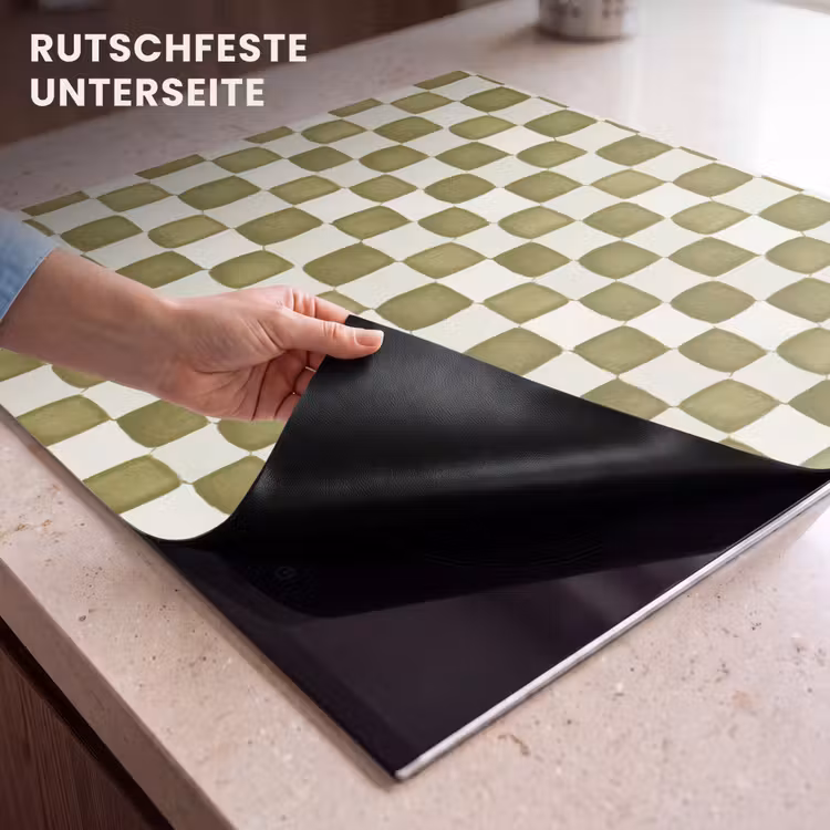 Herdabdeckplatte - Schach - Muster - Grün — 6